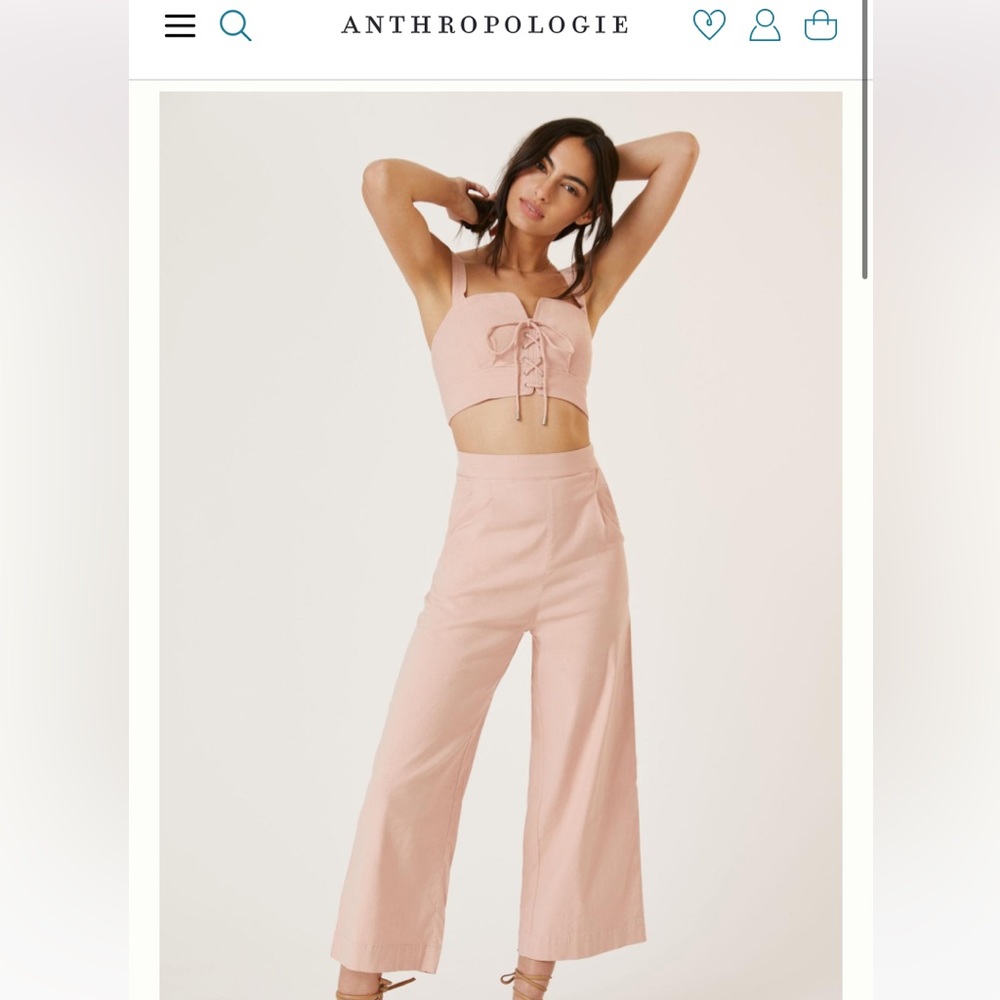 Anthropologie Krissy Crop Top and Cropped Pants Set